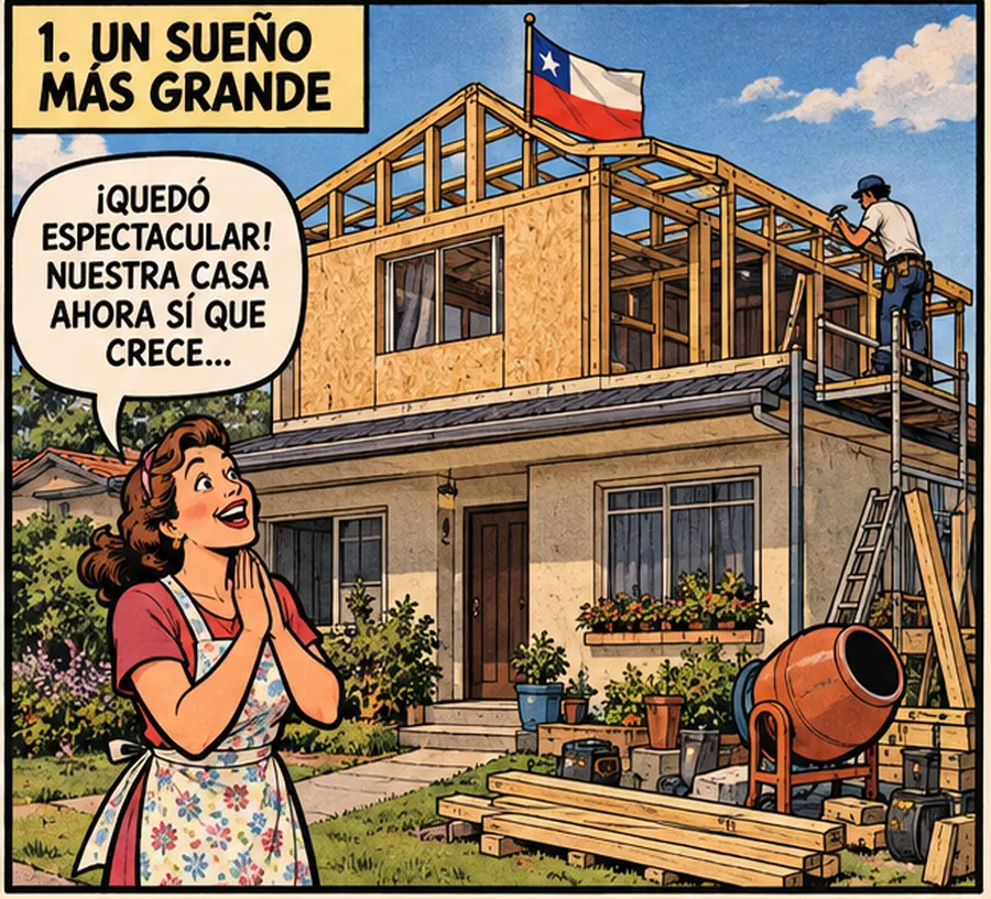 Propietaria contenta con la ampliación de su casa en construcción