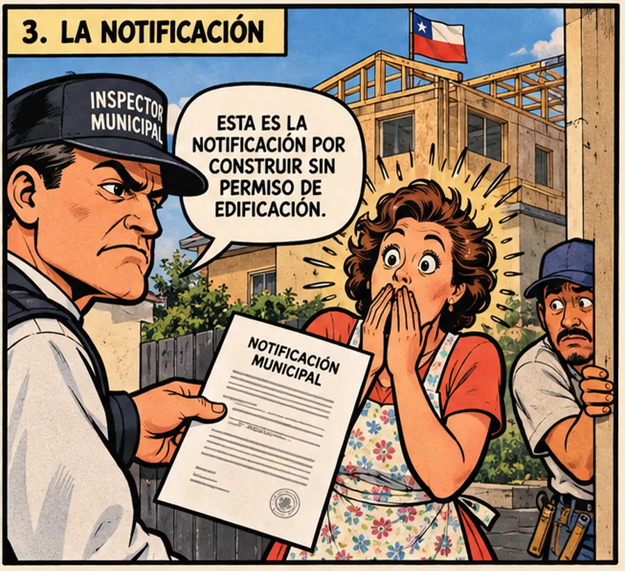 El inspector entrega la notificación por construir sin permiso de edificación