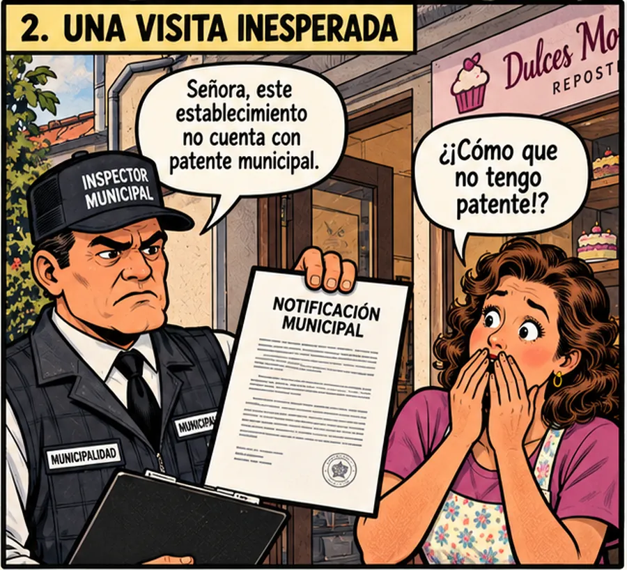 Inspector municipal notifica que el establecimiento no cuenta con patente