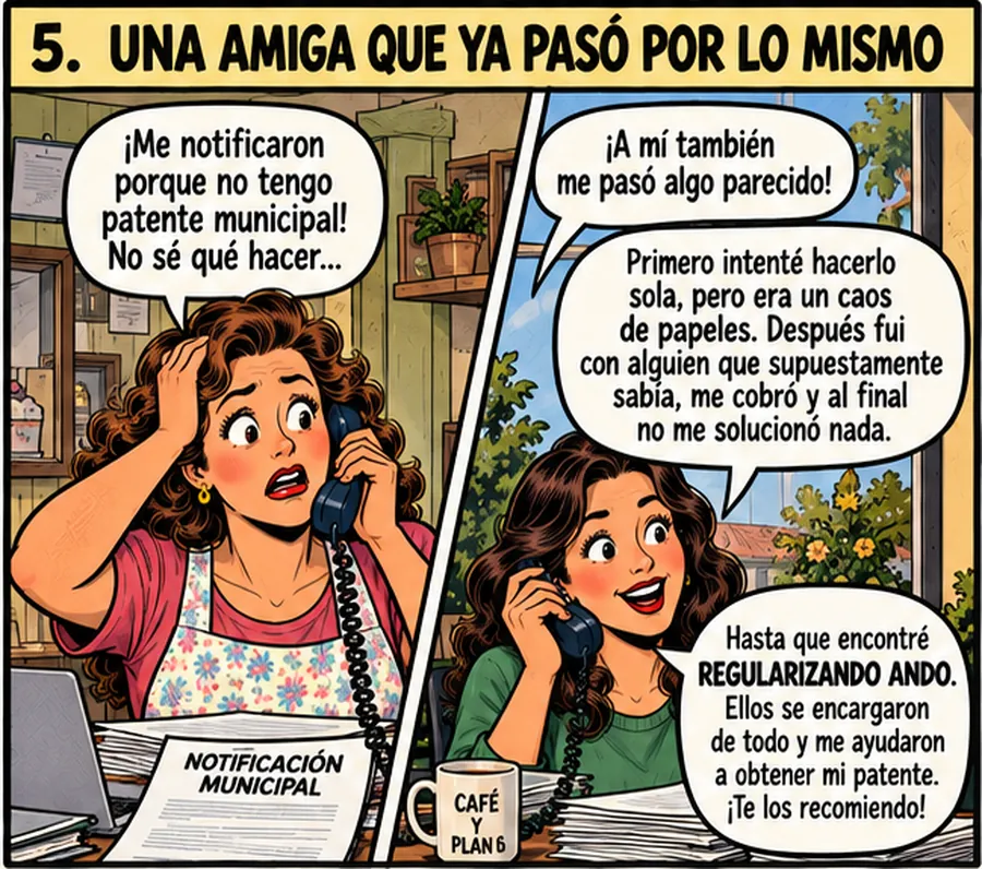 Una amiga le recomienda Regularizando Ando por teléfono