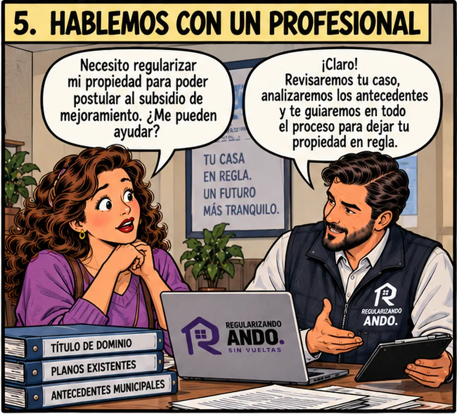 Propietaria conversa con un profesional sobre lo que necesita regularizar