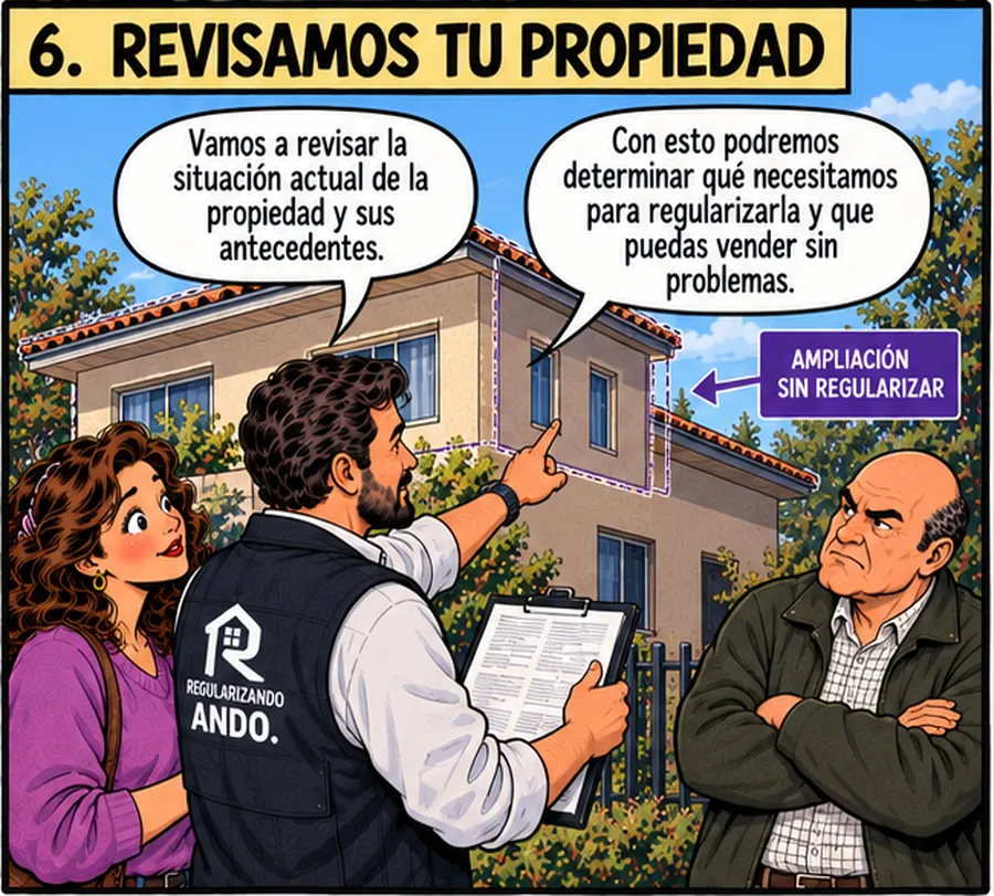 Profesional revisa en terreno la ampliación sin regularizar