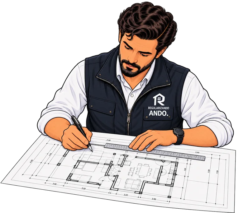 Arquitecto de Regularizando Ando preparando los planos del expediente